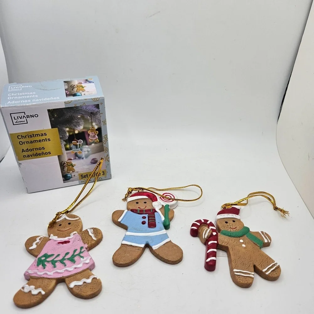 Gingerbread Christmas Ornaments Set of 3 Cookie Tree Decor